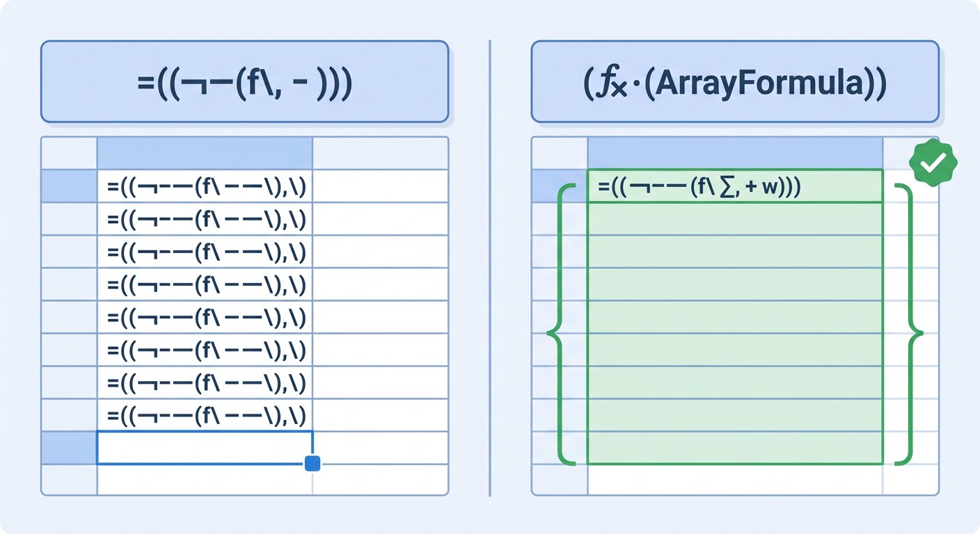 Сравнение ArrayFormula и протягивания формулы в Google Таблицах