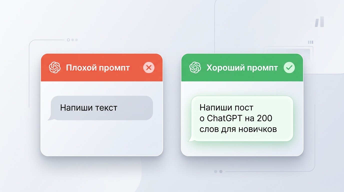Сравнение хорошего и плохого промпта для ChatGPT — инфографика