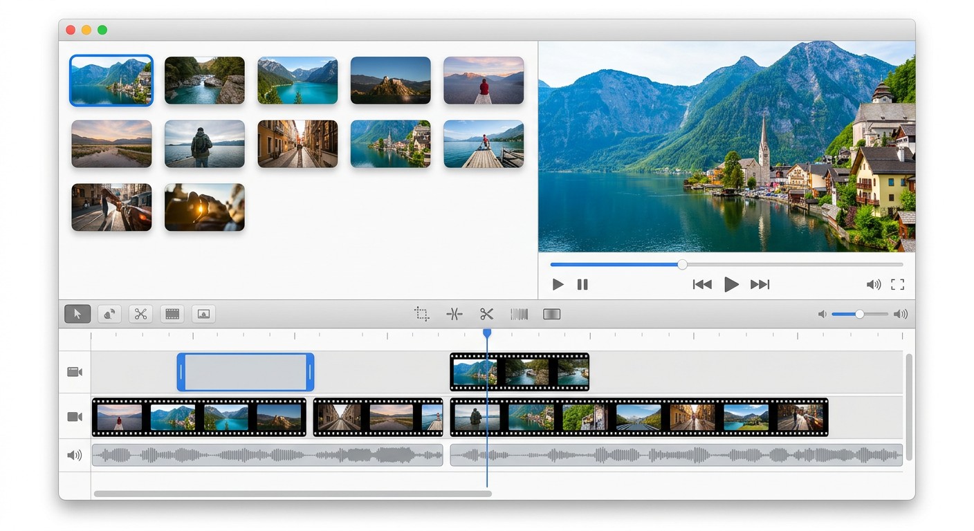 Интерфейс программы iMovie для монтажа видео на компьютере Mac