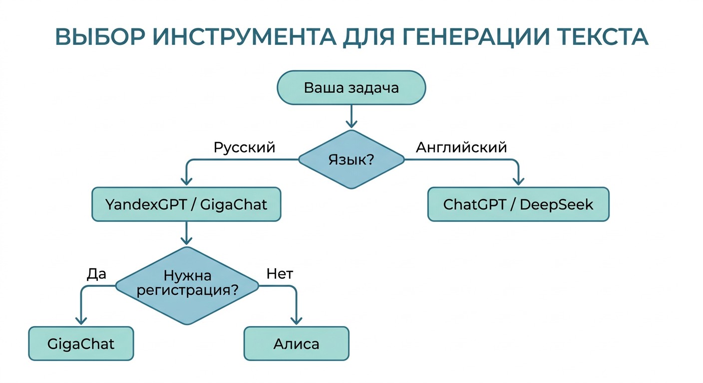 Алгоритм выбора нейросети для генерации текста