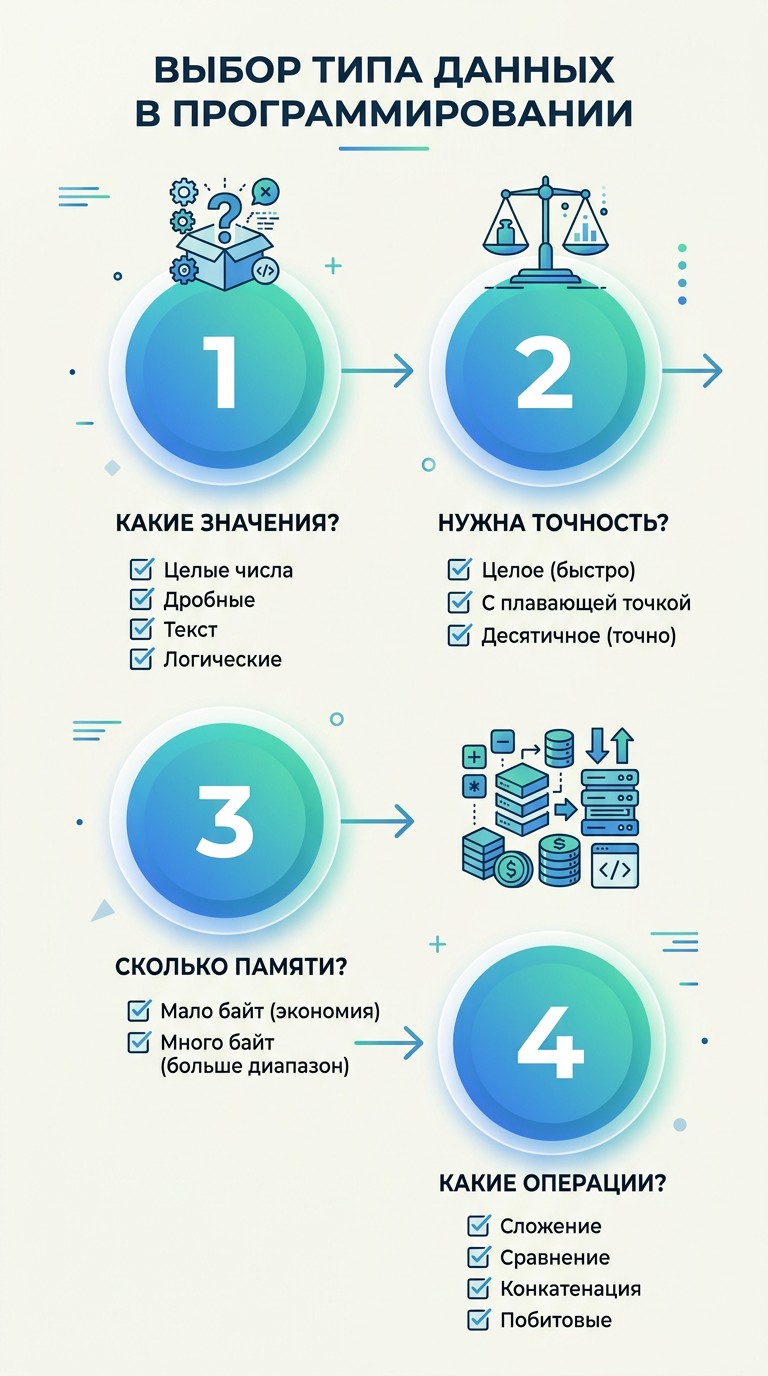Чеклист как выбрать тип данных — четыре шага для программиста