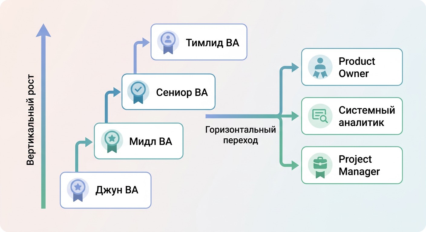 Карьерный путь бизнес-аналитика: вертикальный рост и горизонтальные переходы