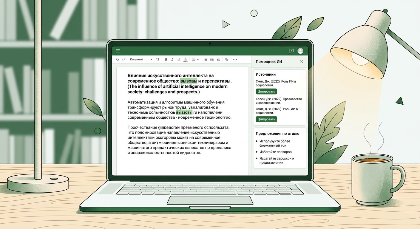 Интерфейс Кэмп для написания академических работ студентом