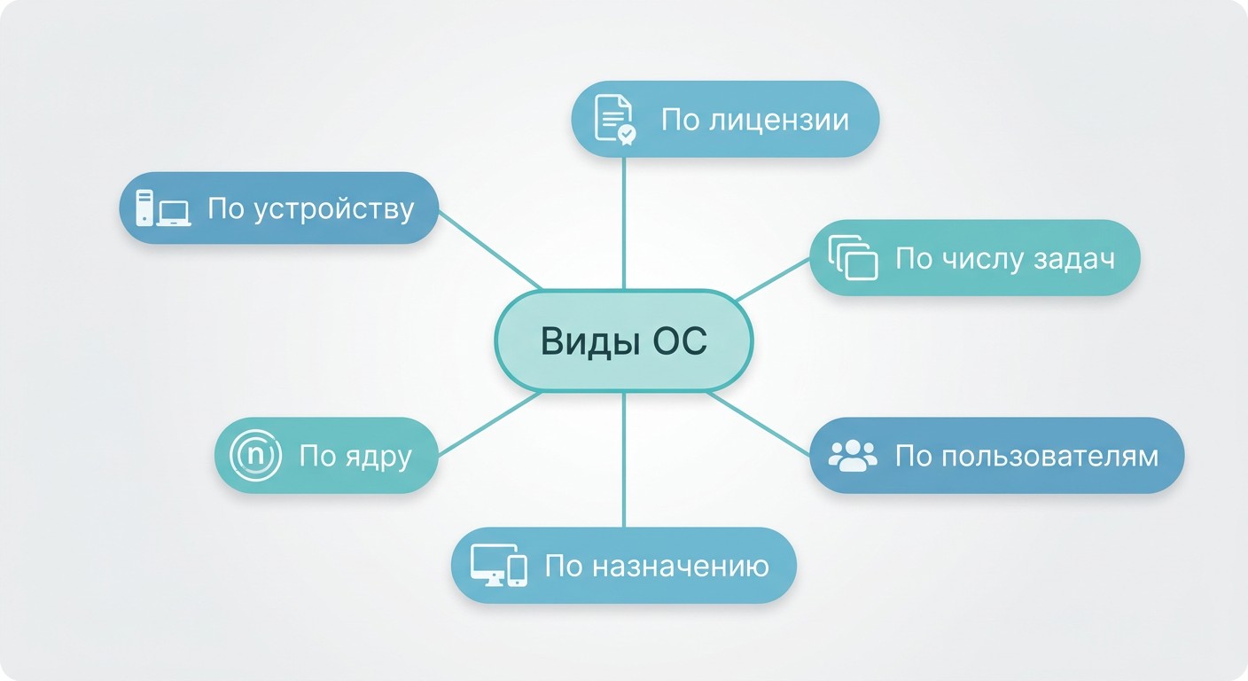 Инфографика: классификация операционных систем по шести признакам