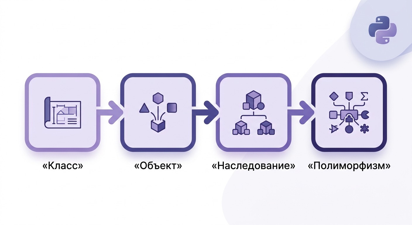 Схема ООП на Python: класс, объект, наследование, полиморфизм