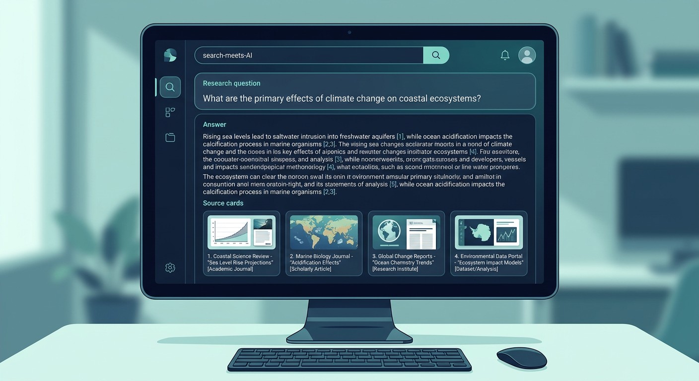 Интерфейс Perplexity с ответом и ссылками на источники для студентов