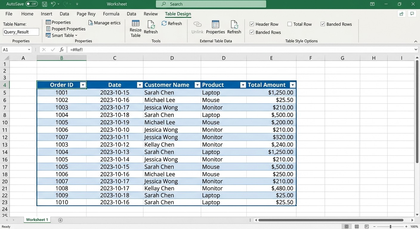 Смарт-таблица Excel как результат выгрузки данных из Power Query