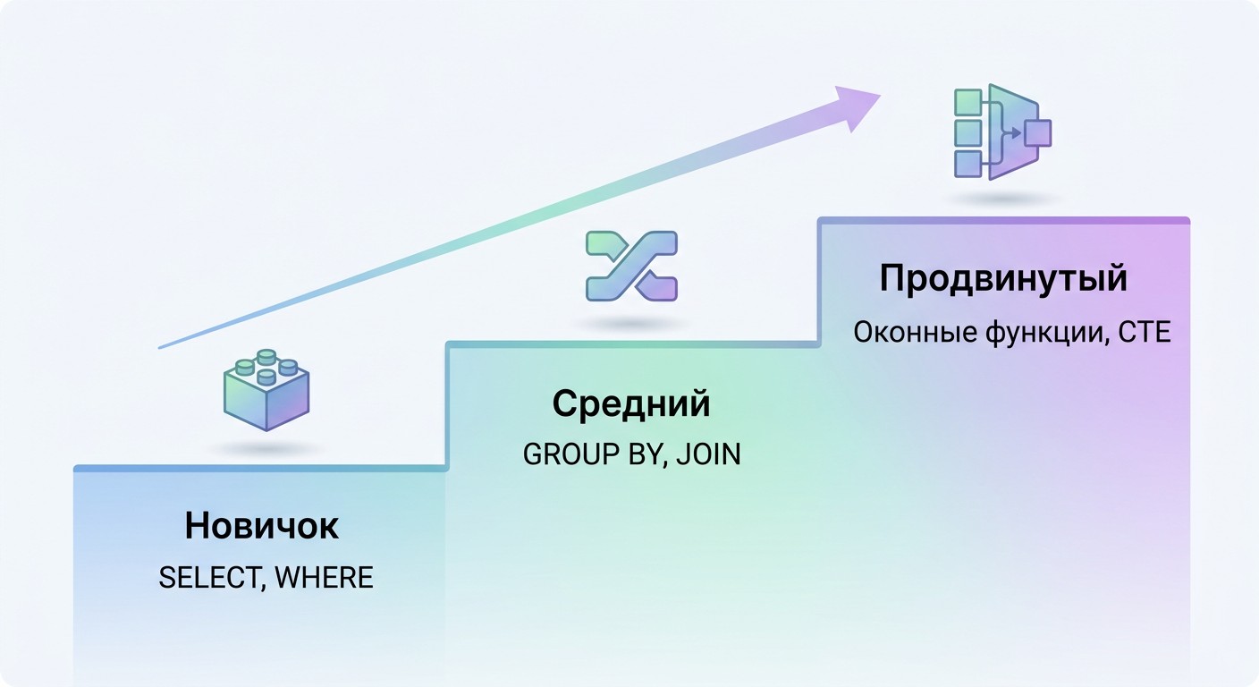 Прогрессия изучения SQL-запросов от новичка до продвинутого уровня