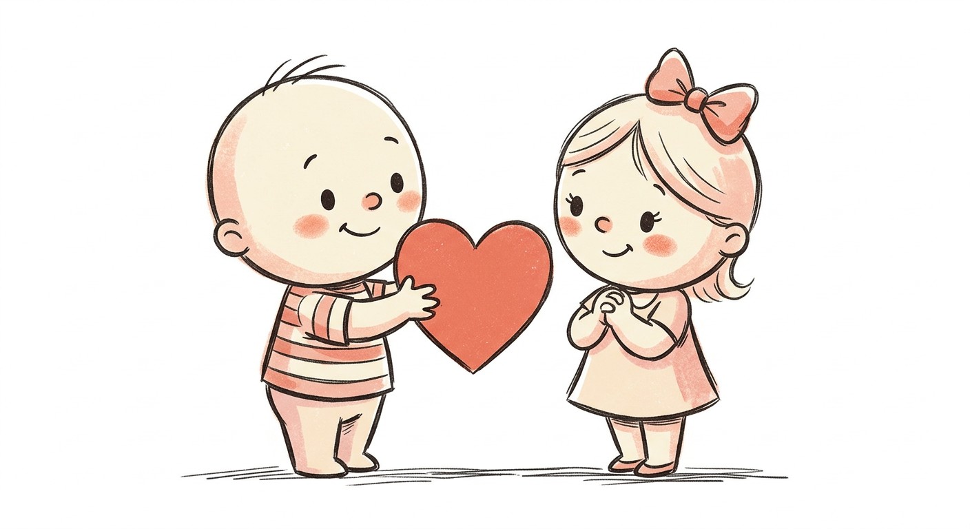 Пример промпта для нейросети — открытка в стиле Love is с персонажами