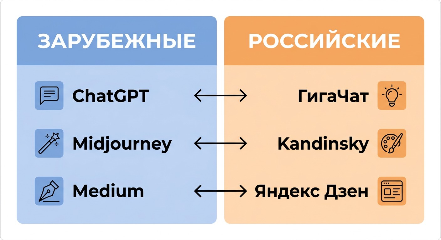 Российские альтернативы нейросетям: ГигаЧат вместо ChatGPT, Kandinsky вместо Midjourney