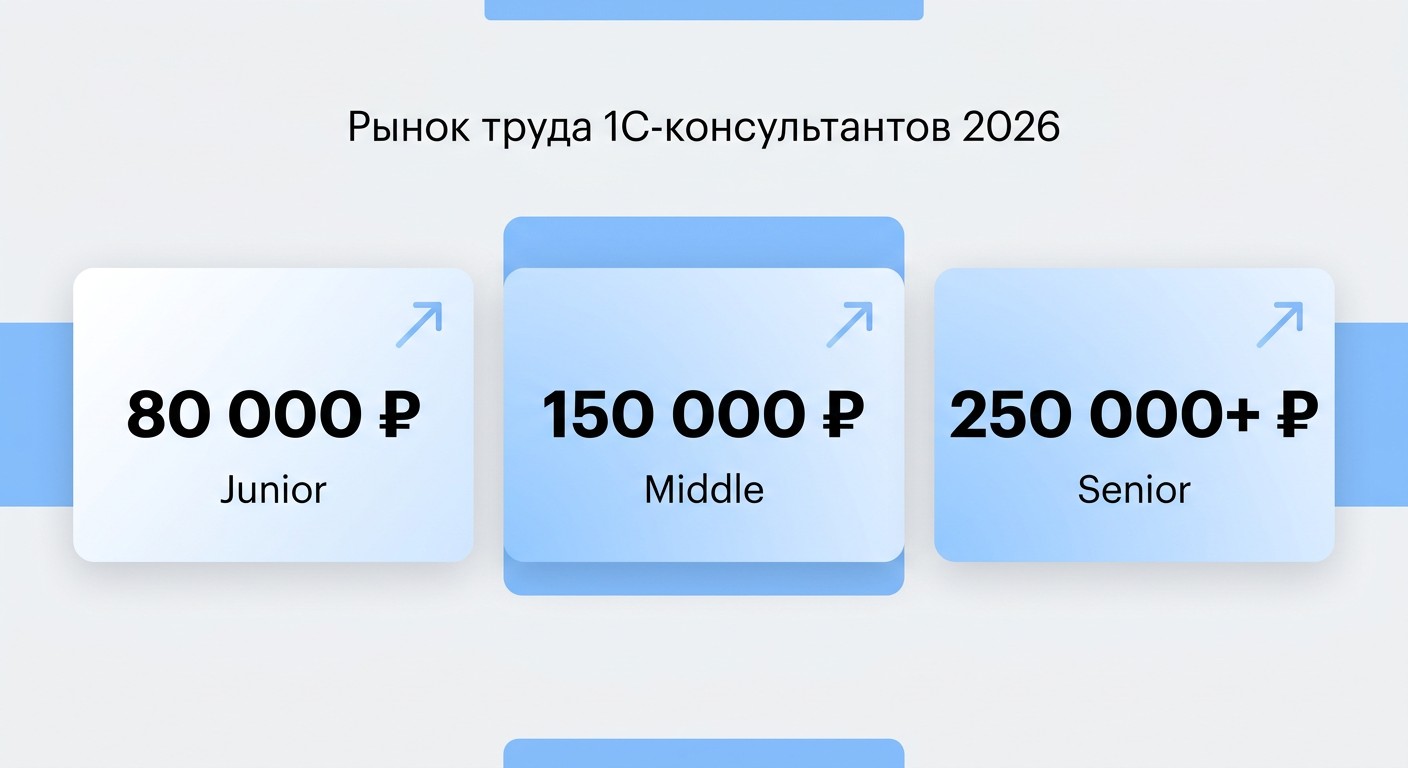 Рынок труда 1С-консультантов 2026: зарплаты junior, middle и senior