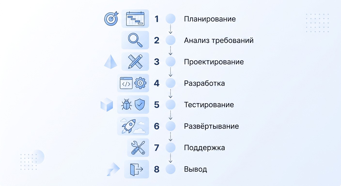 8 этапов жизненного цикла разработки программного обеспечения SDLC