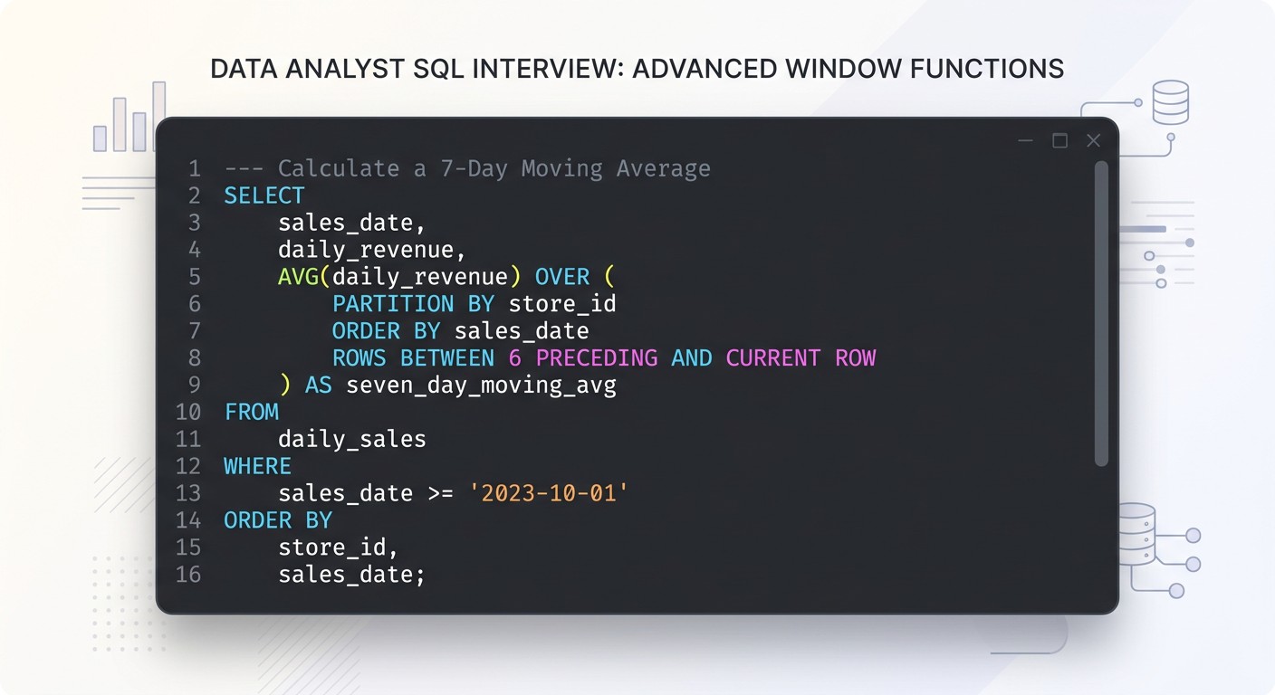 SQL-запрос скользящего среднего с функцией AVG OVER — пример для аналитика