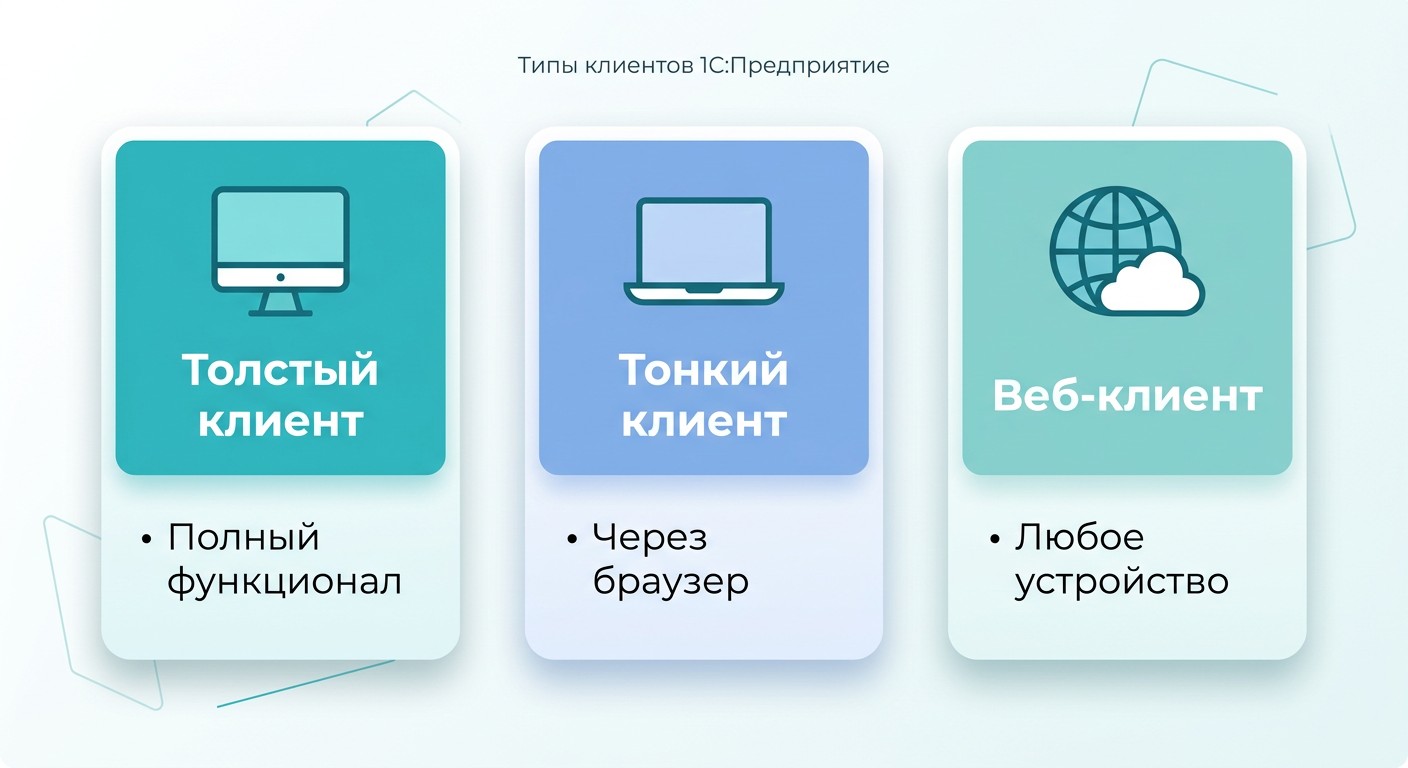 Три типа клиентов 1С:Предприятие — толстый, тонкий, веб-клиент