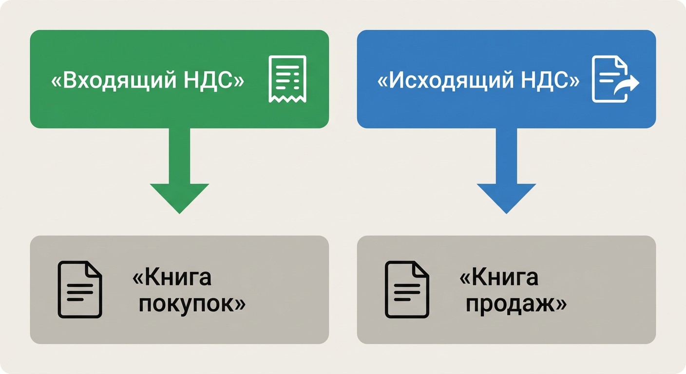 Схема учёта НДС в 1С: входящий и исходящий НДС