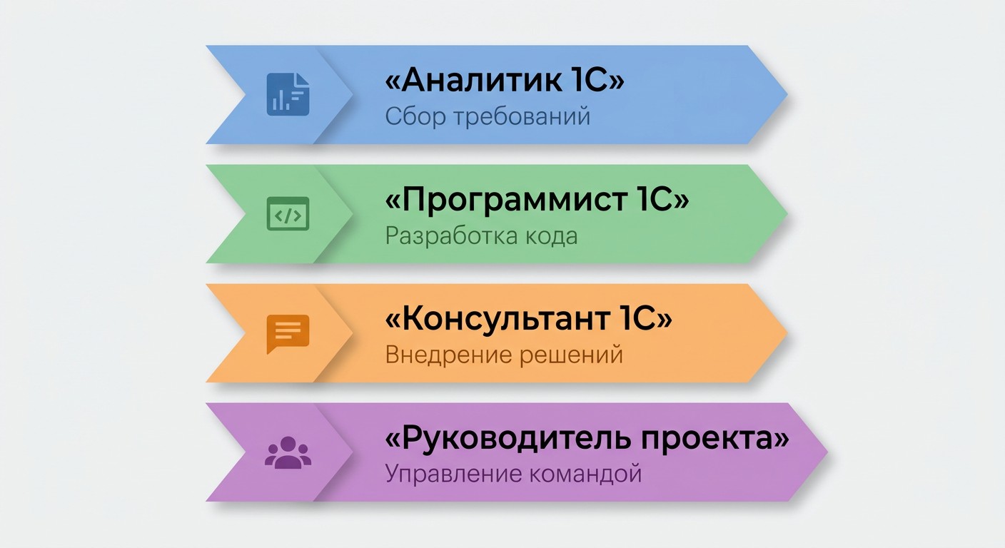 Четыре вектора карьерного роста оператора 1С: аналитик, программист, консультант, руководитель
