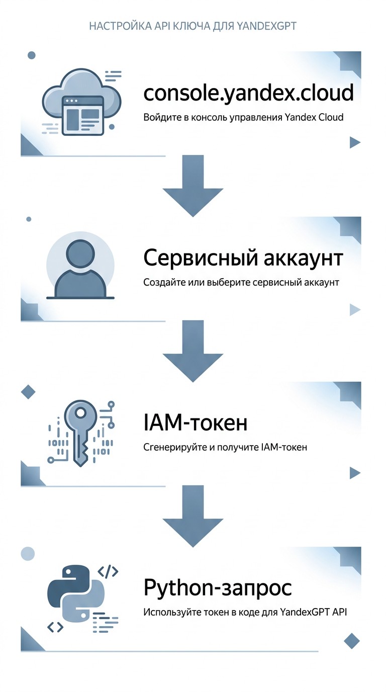 Схема получения API-ключа YandexGPT через Яндекс Облако