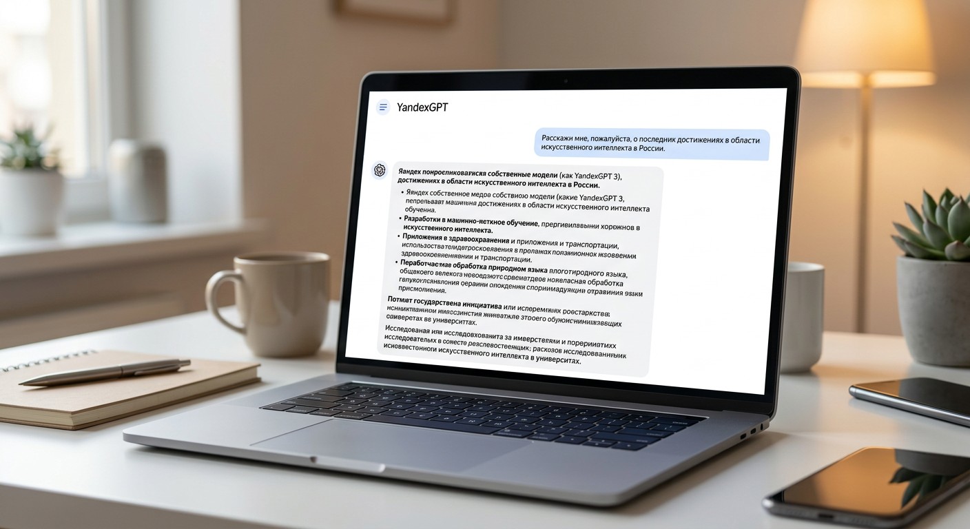 Пример ответа YandexGPT при генерации текста на русском языке