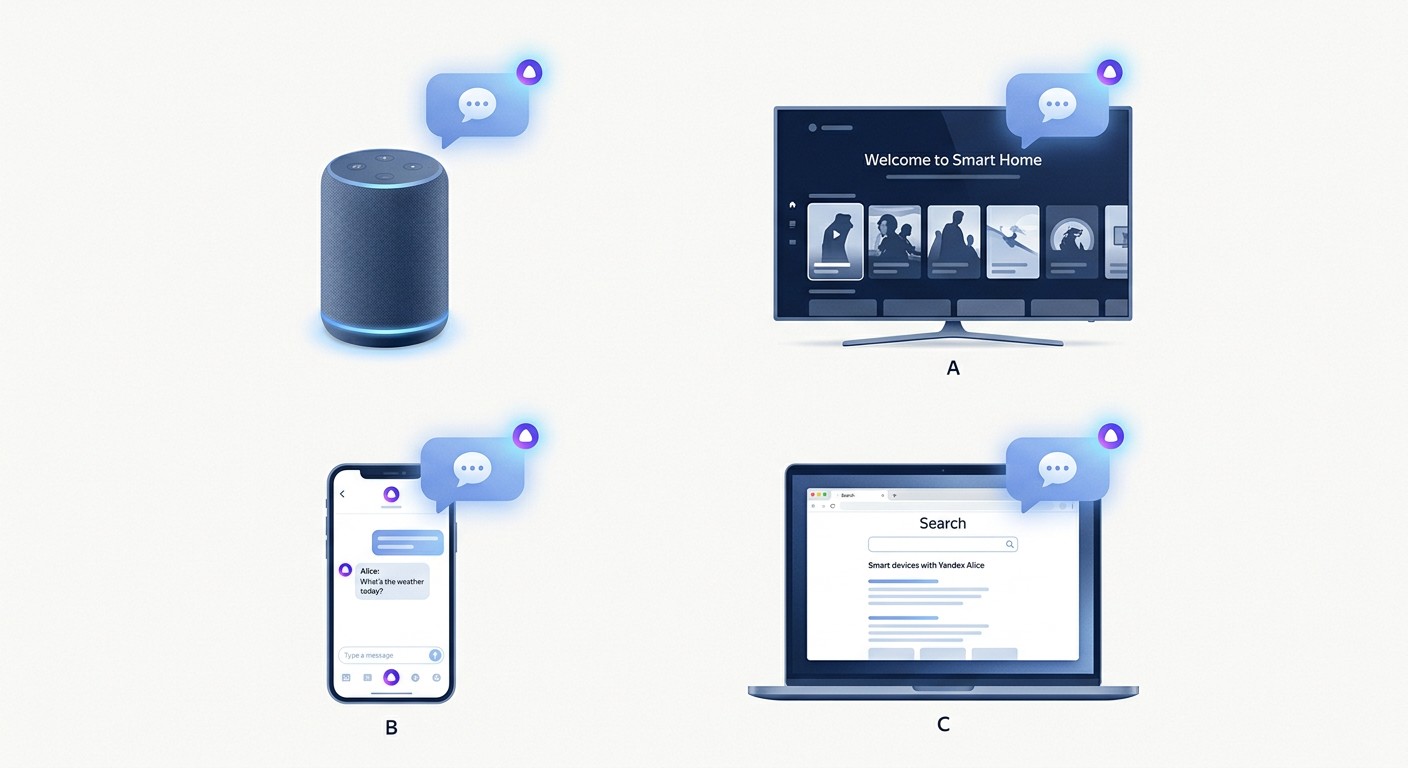 Устройства с Алисой и YandexGPT: станция, Smart TV, смартфон, браузер