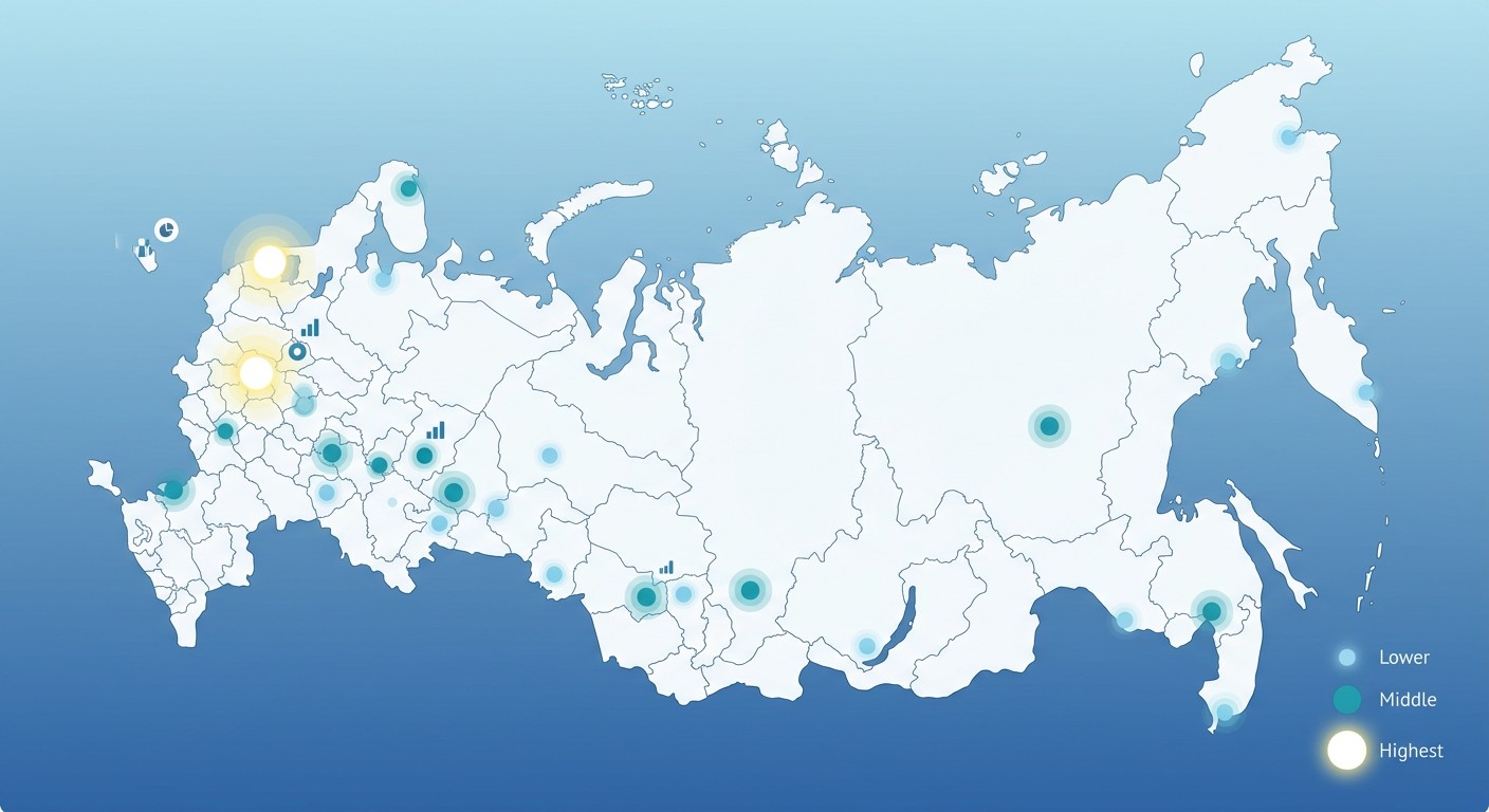 Карта регионов России с уровнями зарплат аналитиков данных