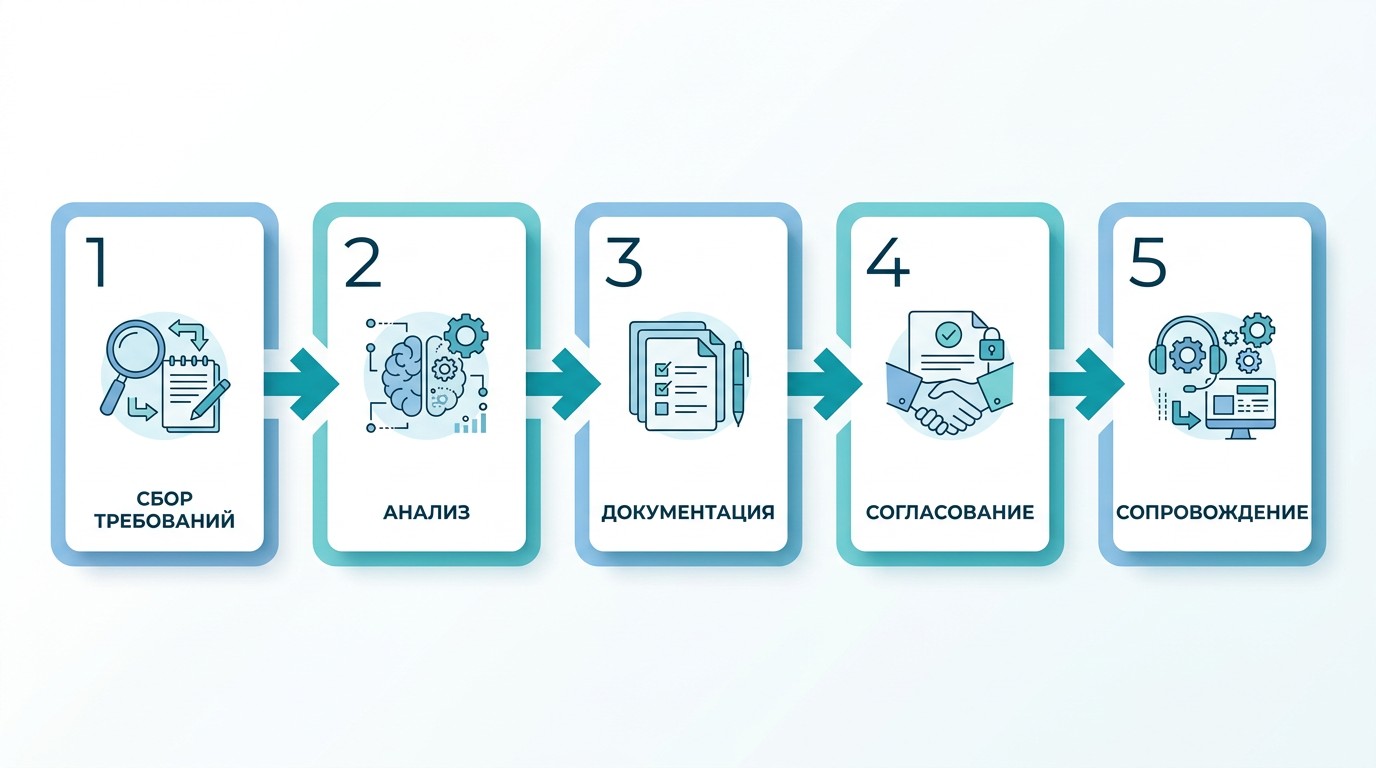 Пять этапов работы системного аналитика — пошаговая схема