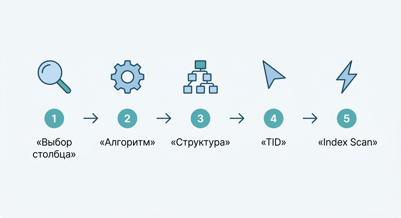Пять этапов создания и работы индекса в базе данных
