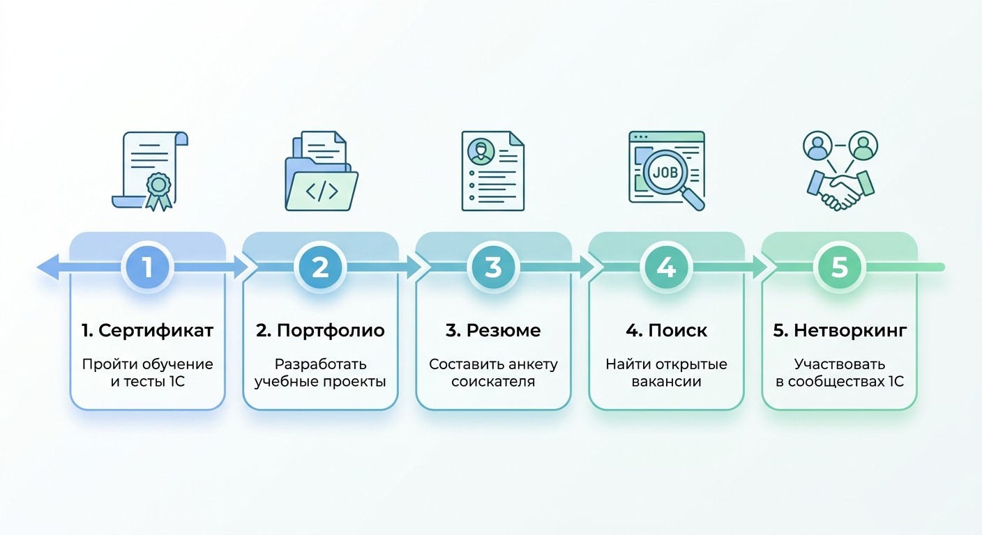 Пять шагов к стажировке программиста 1С — пошаговая схема