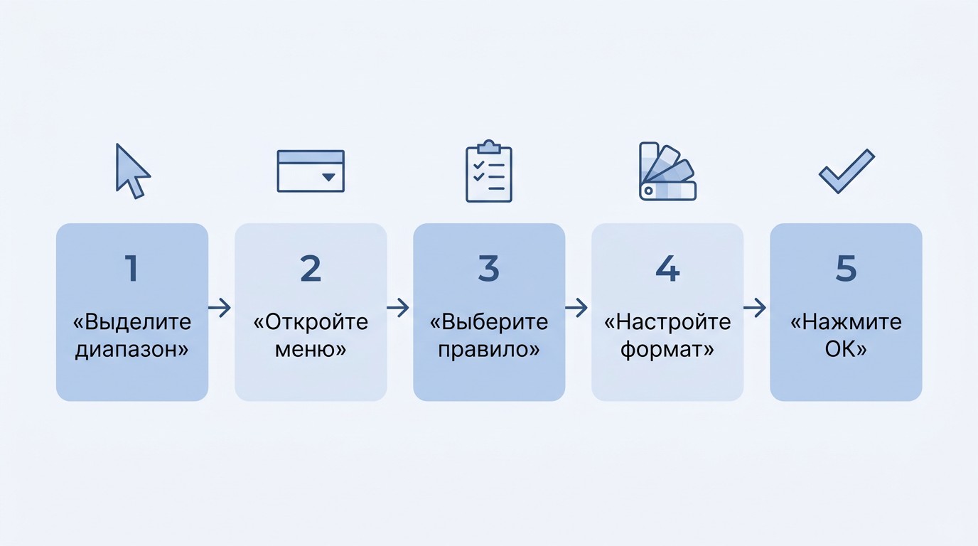 Пять шагов применения условного форматирования в Excel