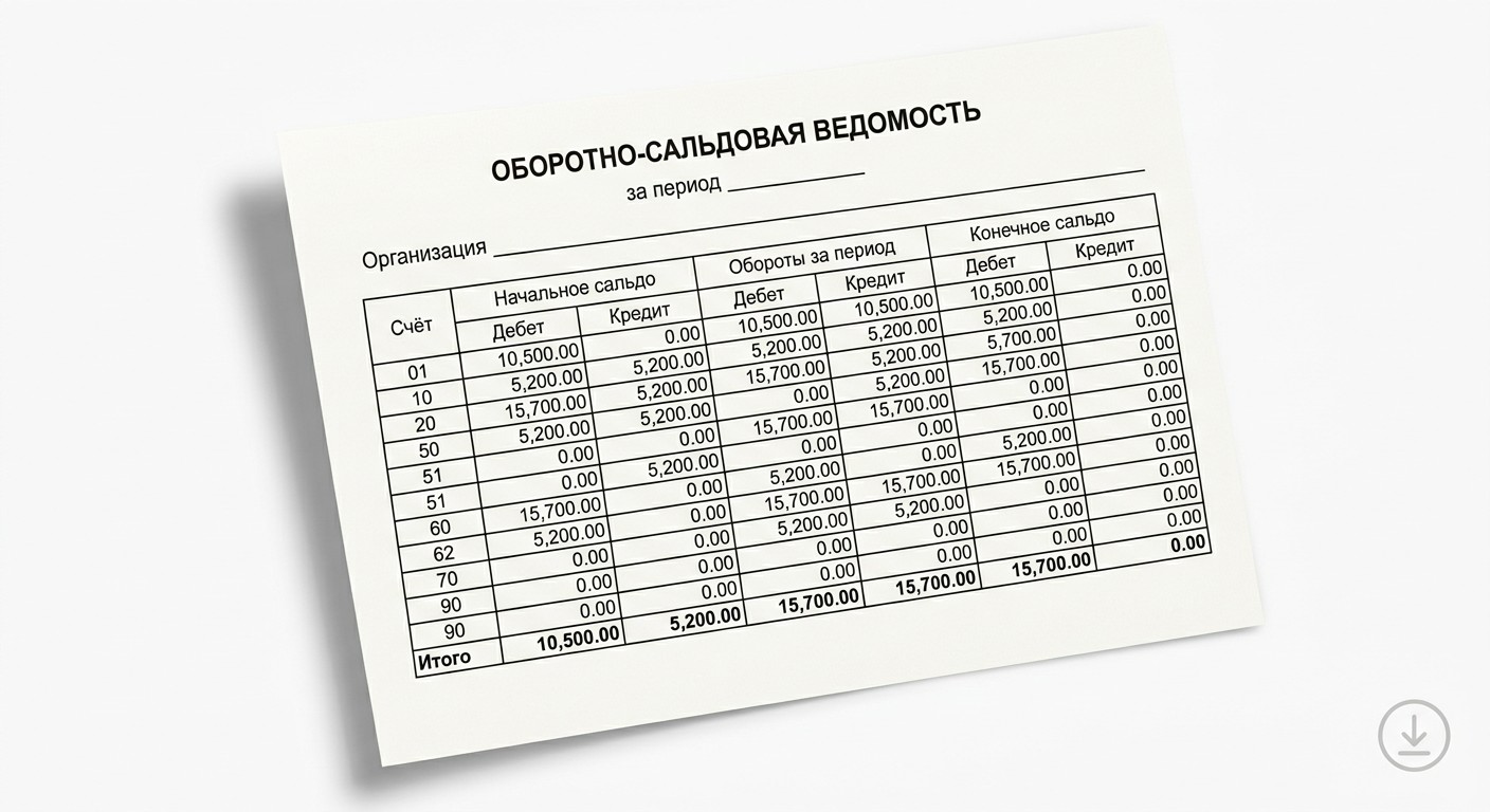 Бланк оборотно-сальдовой ведомости для скачивания и заполнения