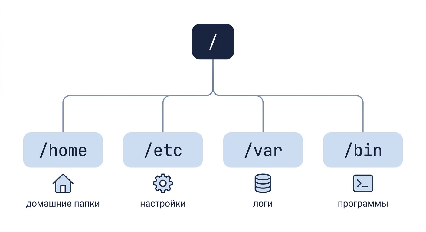 Дерево файловой системы Linux: корень и основные директории