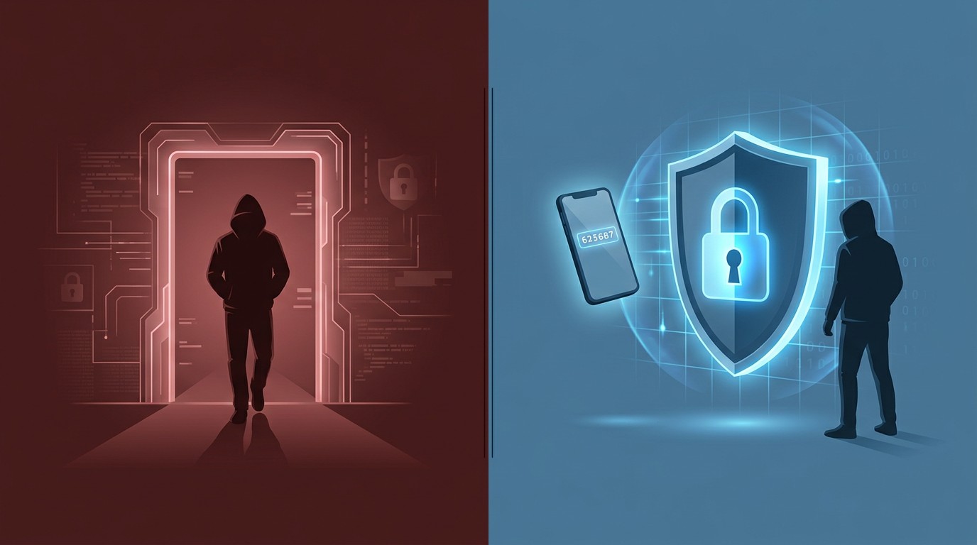 Двухфакторная аутентификация блокирует злоумышленника даже при краже пароля