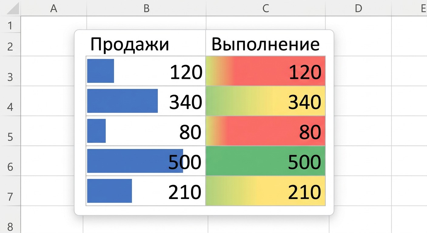 Гистограммы и цветовые шкалы условного форматирования в Excel