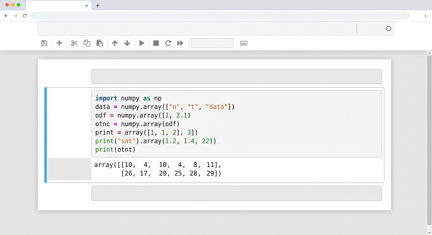 Интерфейс Google Colab с ноутбуком для работы с NumPy