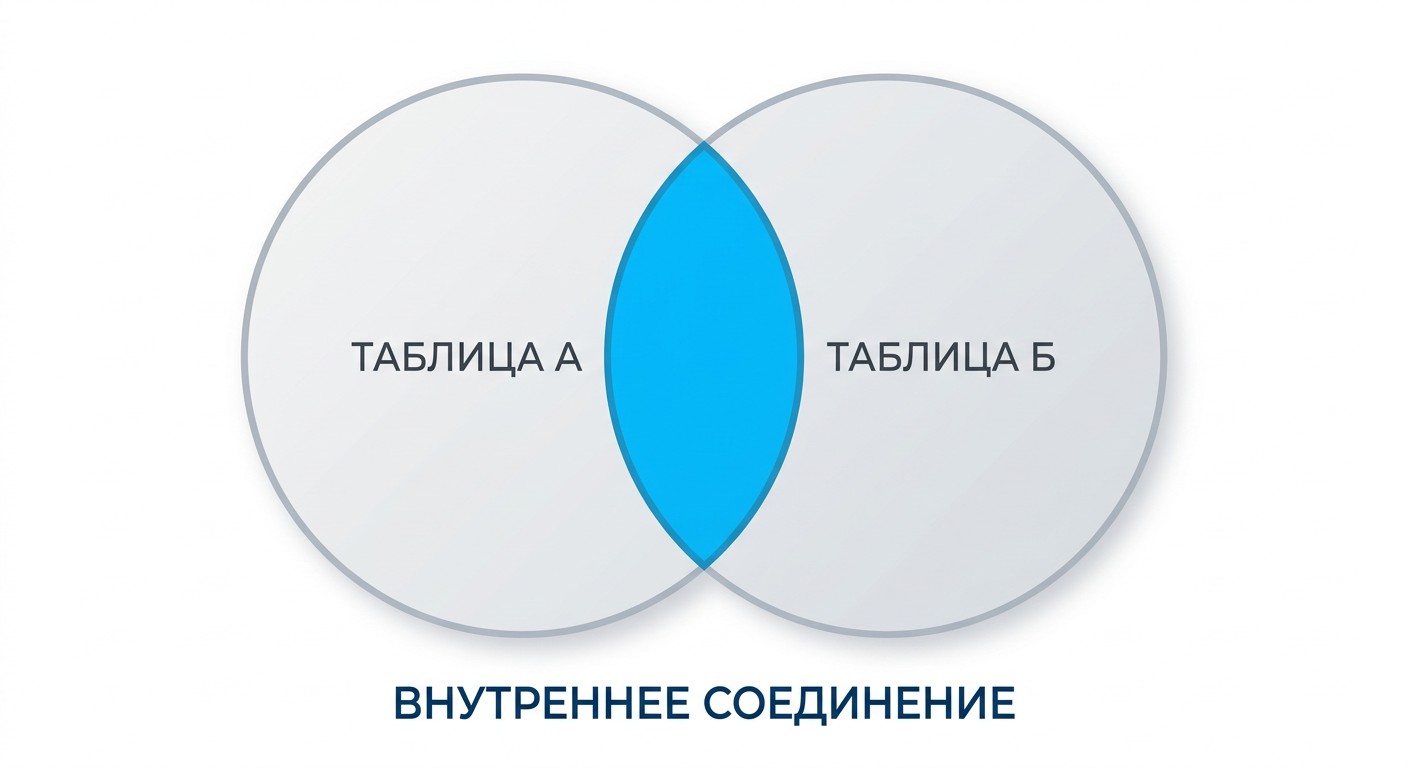 INNER JOIN диаграмма Венна — пересечение двух кругов таблиц