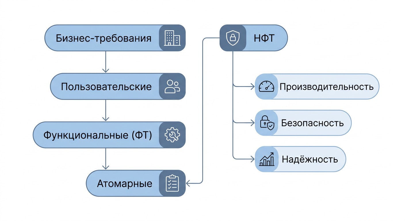 Иерархия требований: от бизнес-требований до атомарных ФТ и НФТ