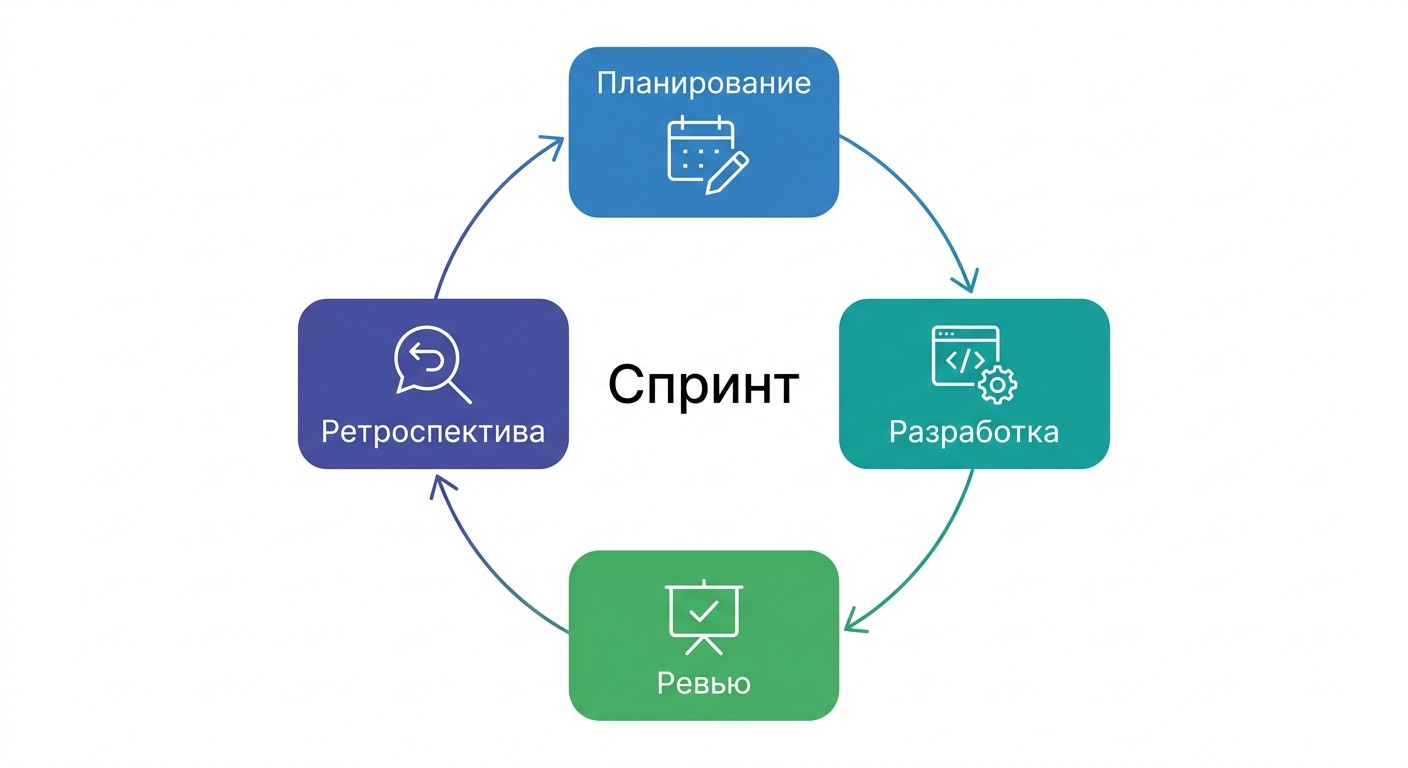 Цикл спринта в Скрам — планирование, разработка, ревью и ретроспектива