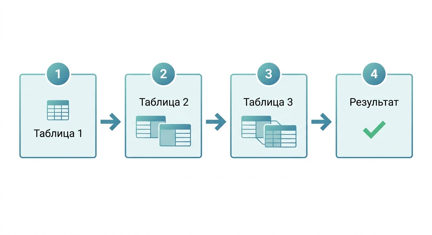 Порядок выполнения цепочки JOIN в SQL — пошаговая схема объединения таблиц