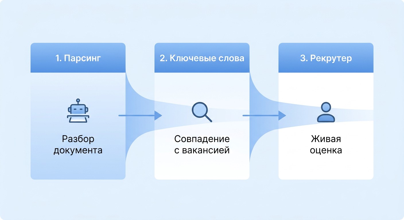 Схема как ATS фильтрует резюме до рекрутера три этапа