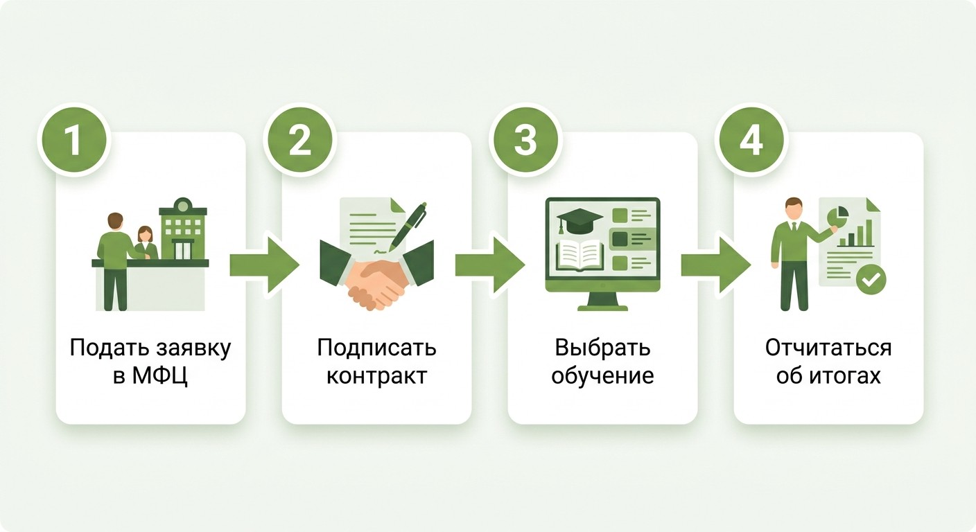 Четыре шага оформления соцконтракта на бесплатное обучение для многодетных