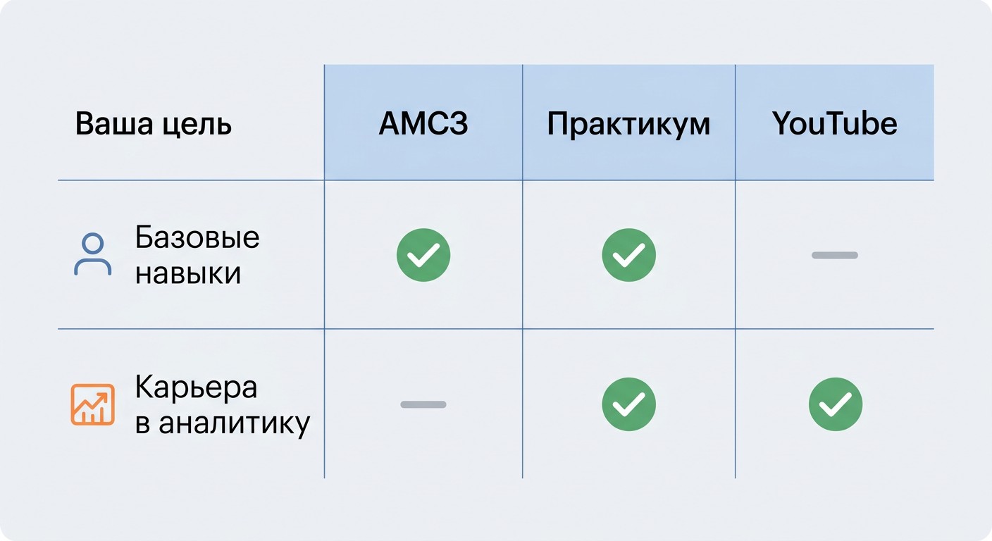 Как выбрать бесплатный курс Excel под задачу — матрица цель и платформа