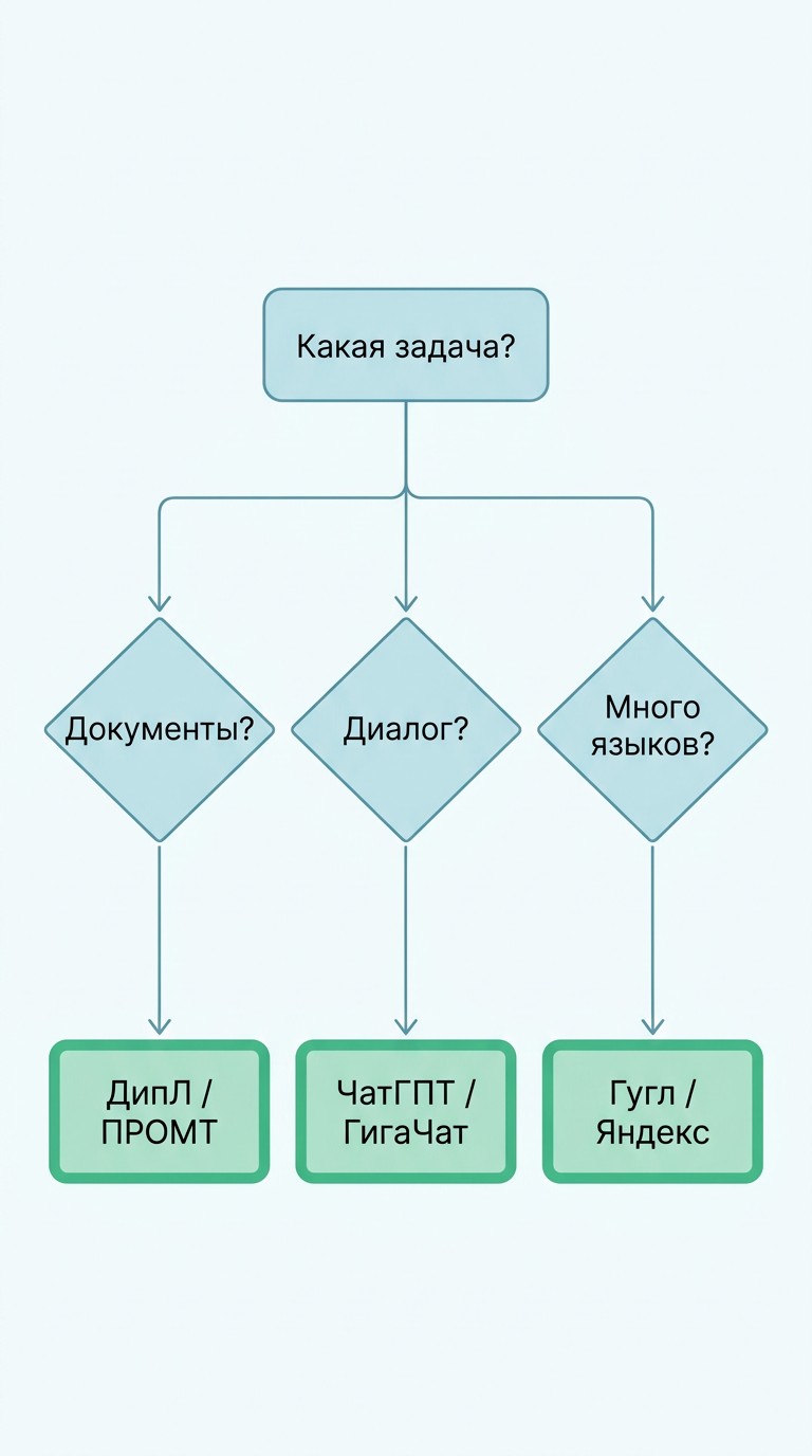 Как выбрать нейросеть для перевода — дерево решений по типу задачи
