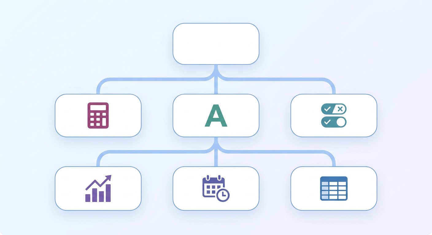 Иерархия категорий функций Excel — схема шести основных групп