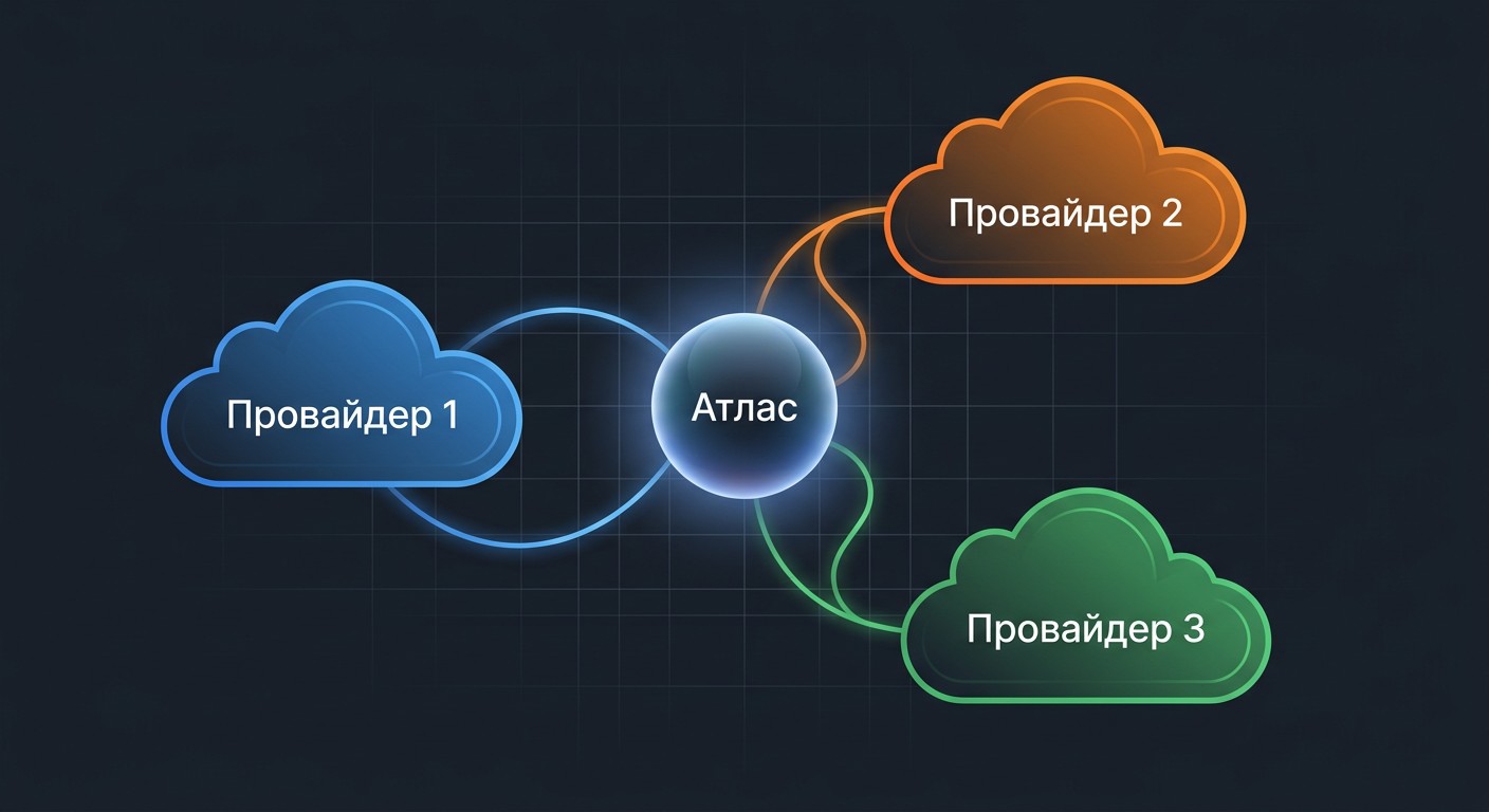Схема MongoDB Atlas в трёх публичных облаках — мультиклаудное развёртывание