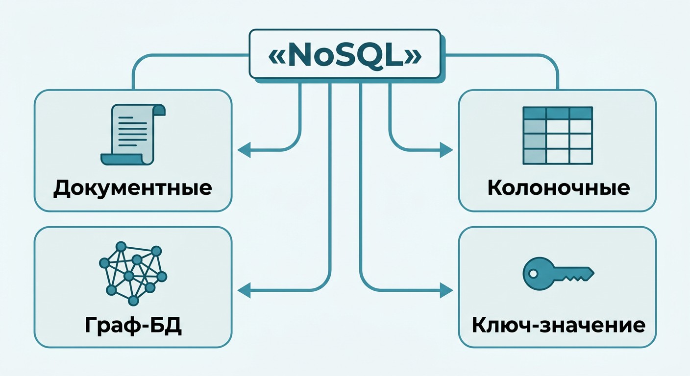 Четыре вида NoSQL баз данных: документные, колоночные, граф и ключ-значение