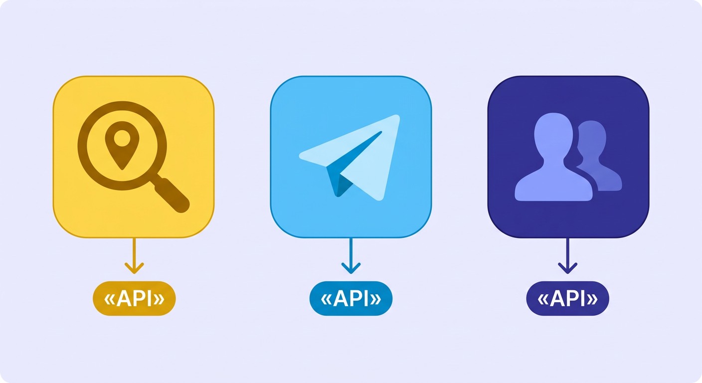 Иконки популярных API: Яндекс, Телеграм и ВКонтакте как примеры применения