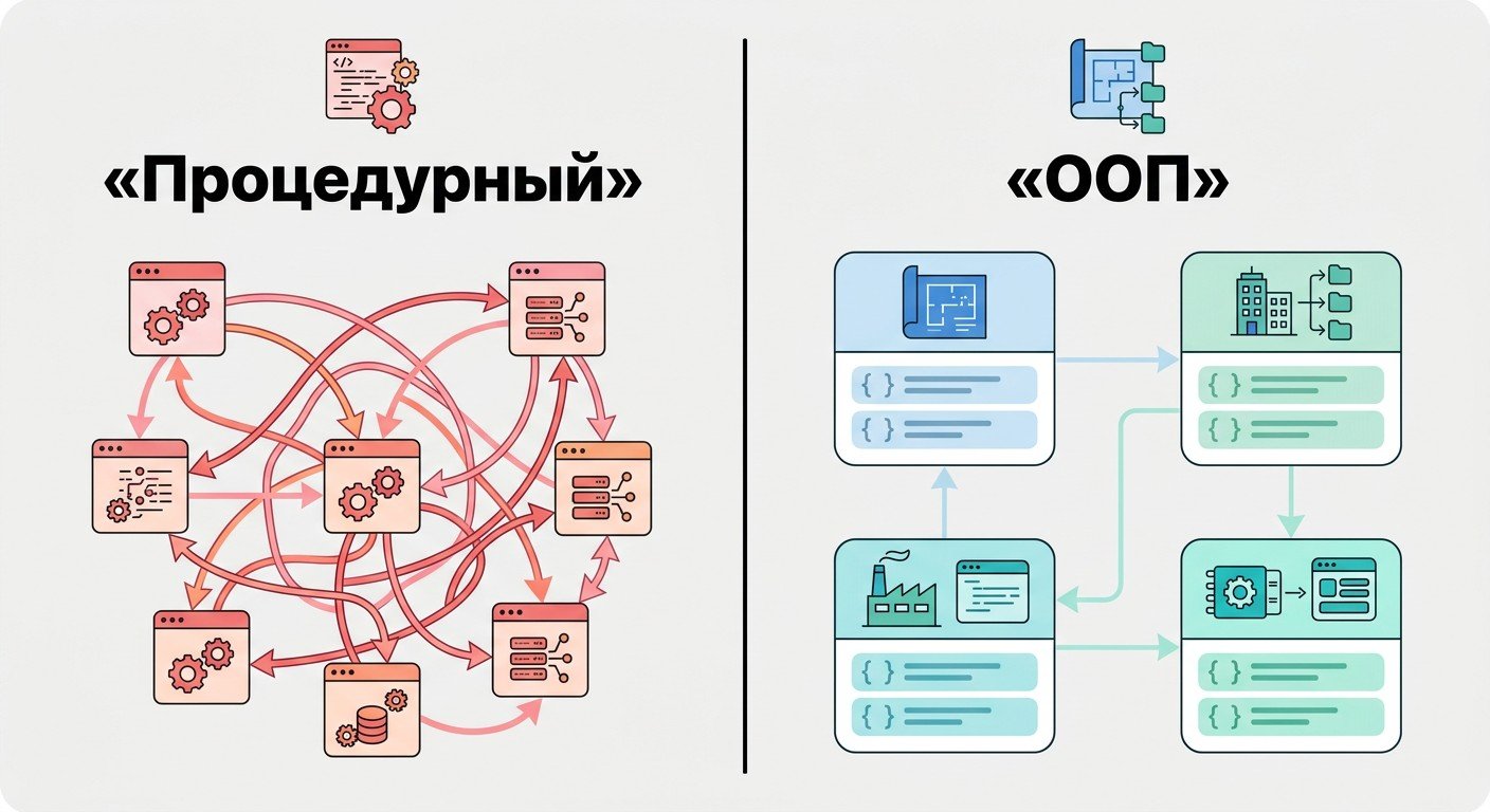 Схема зависимостей: процедурный подход против ООП в Python