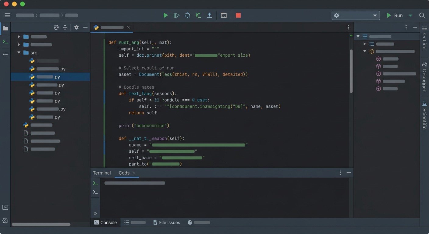 Интерфейс Python IDE с редактором кода и встроенной консолью интерпретатора