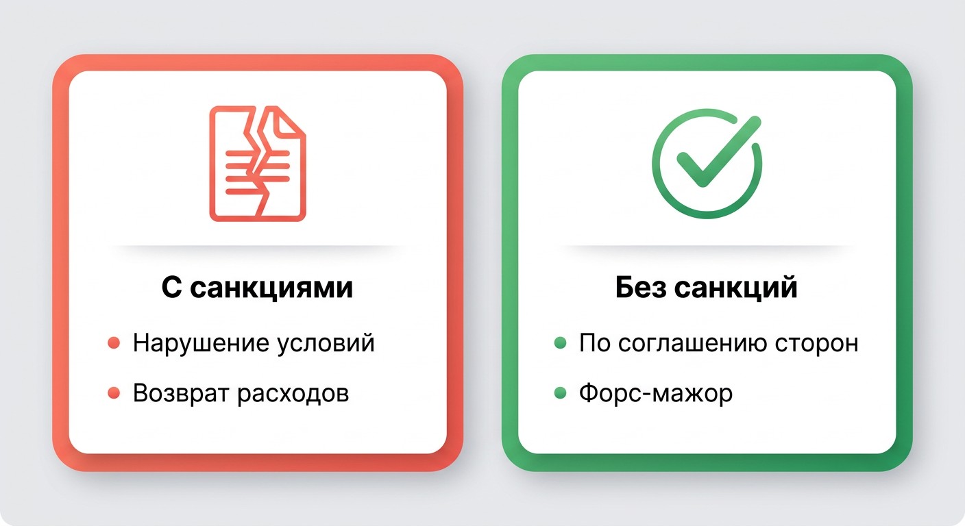 Два сценария расторжения договора целевого обучения — с санкциями и без