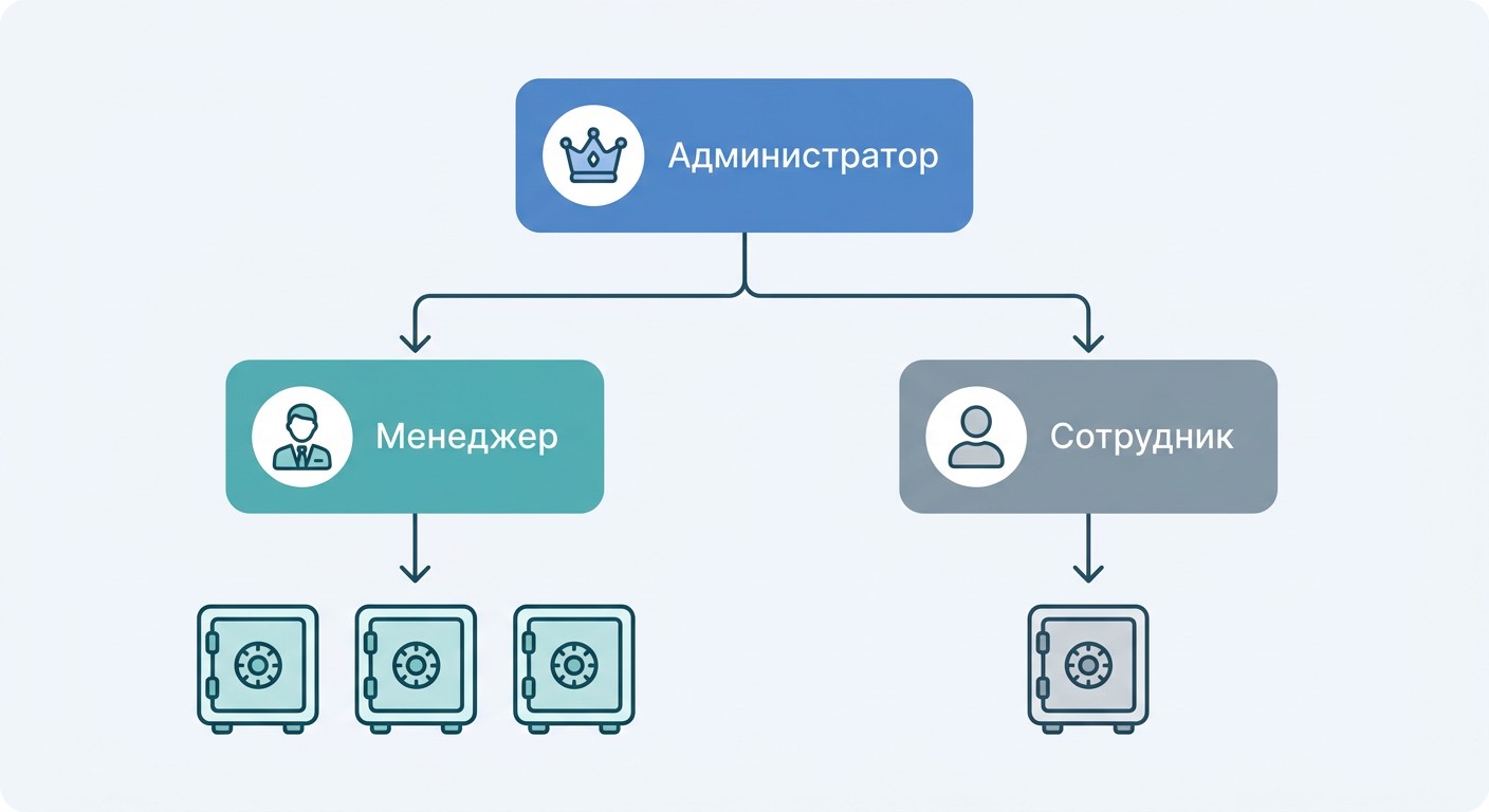 Схема ролевого доступа в корпоративном менеджере паролей