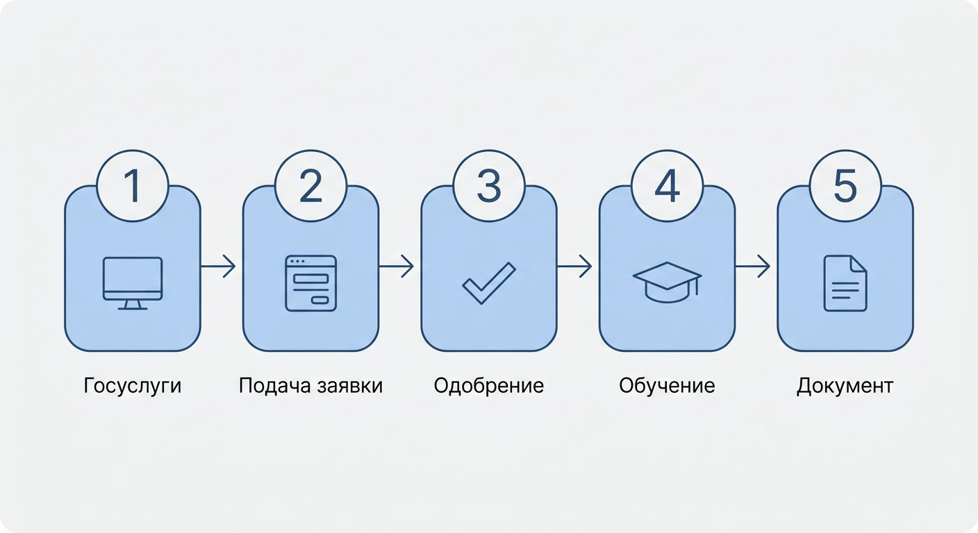 Пять шагов поступления на бесплатную госпрограмму переобучения через Госуслуги